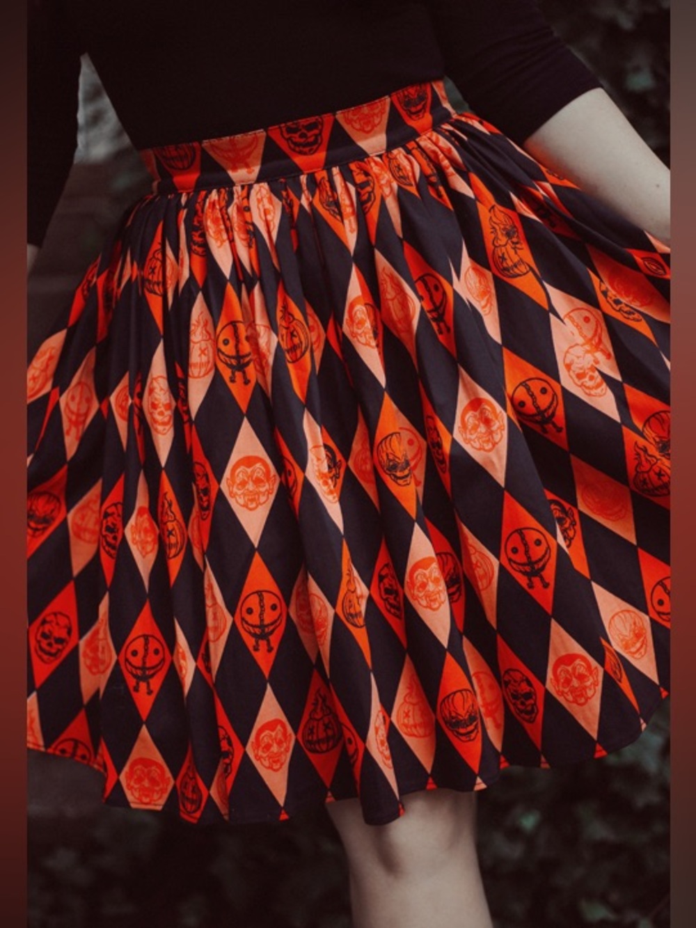 Vixen by Micheline Pitt Trick R Treat Harlequin Halloween Skirt 3X
